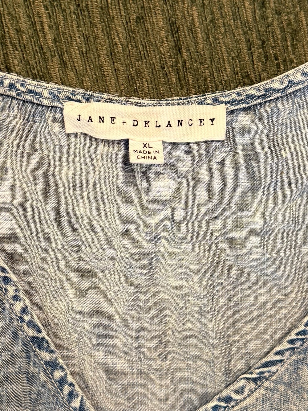 Jane + Delancy XL Blue Lyocell Chambray Tiered Maxi Dress Smocked Waist - Picture 5 of 7